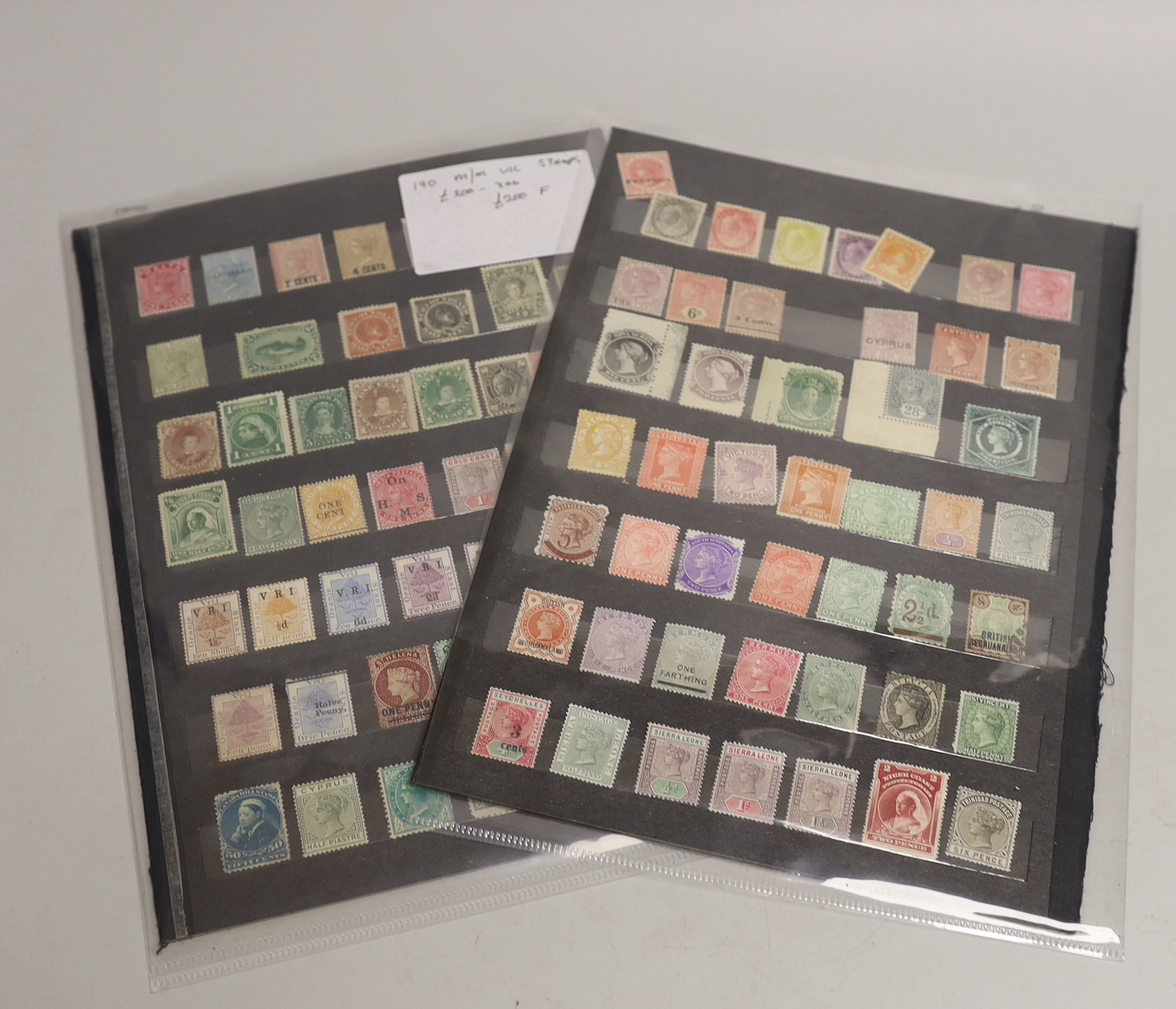 One hundred and nintey mint-mounted Victorian stamps